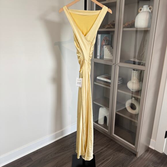 Reformation Casette Silk Midi Dress NEW Blonde Cowl Neck Sleeveless Formal 0 - Picture 3 of 7